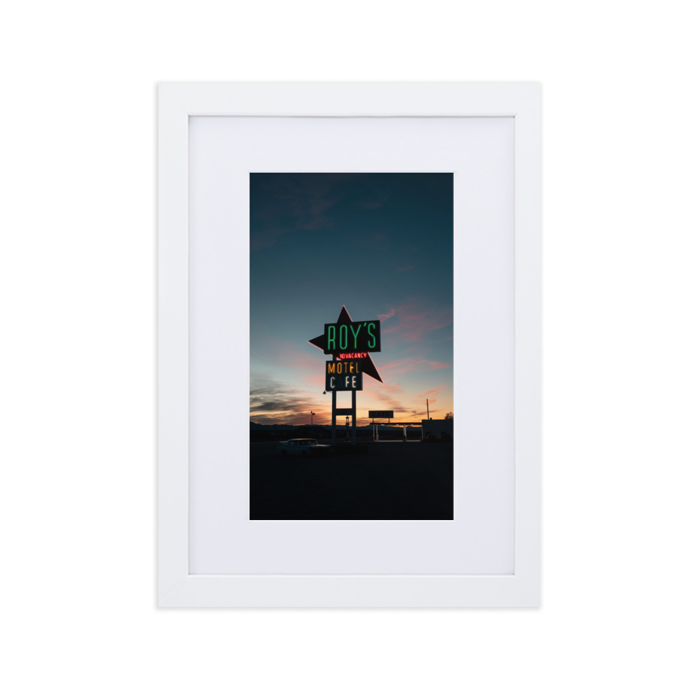 Road 66 Motel sign by night- Matte Paper Framed Poster - Image 2