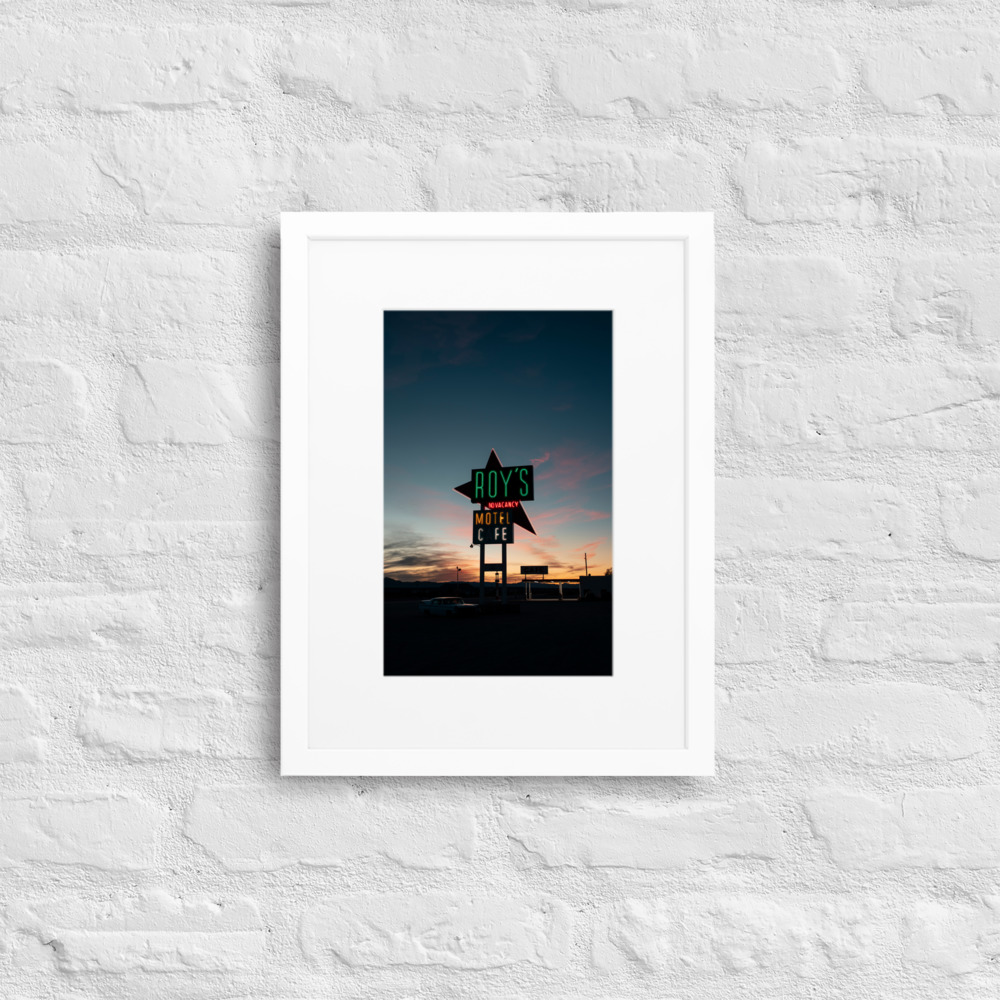 Road 66 Motel sign by night- Matte Paper Framed Poster - Image 6