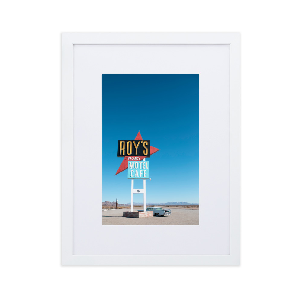 Road 66 Motel sign by day – Matte Paper Framed Poster - Image 3