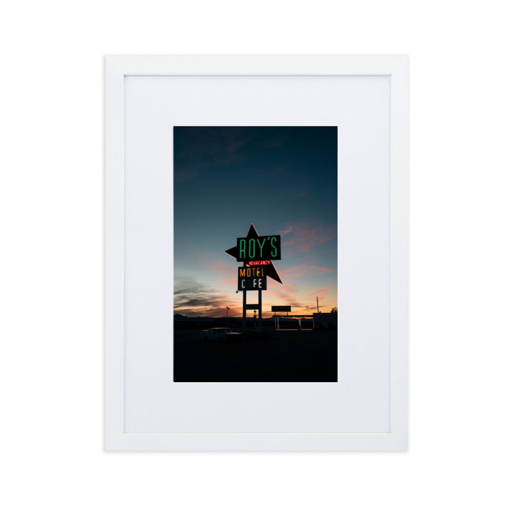 Road 66 Motel sign by night- Matte Paper Framed Poster - Image 3